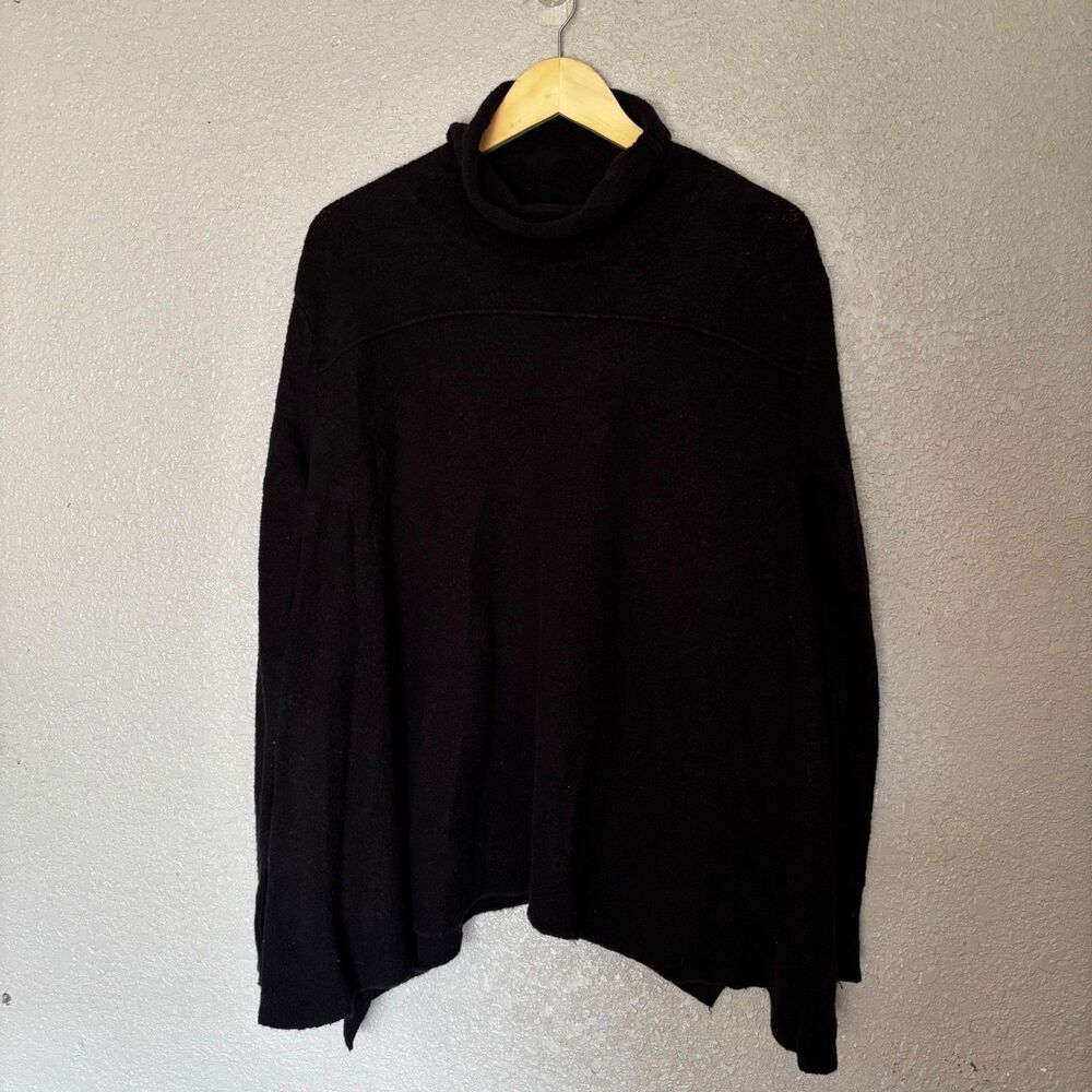 Free People Black Turtleneck Sweater Women's M Split Hem Boho